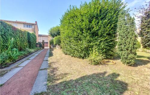 a garden with two bushes and a sidewalk at 7 Bedroom Awesome Home In Charlieu in Charlieu
