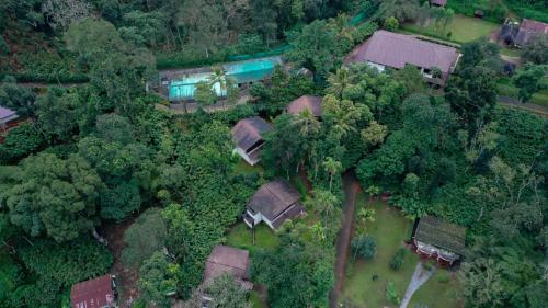 an overhead view of a group of houses and trees at Carmelia Haven Resort Thekkady in Thekkady