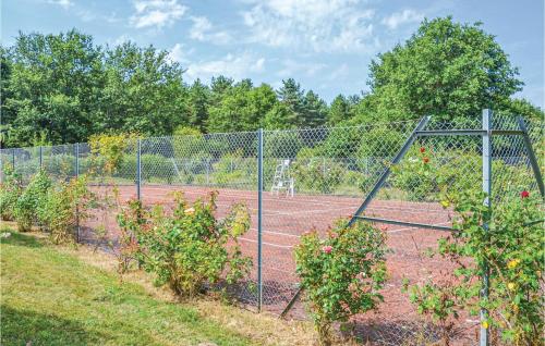 a tennis court in the middle of a garden at 3 Bedroom Awesome Home In Cheille Bourg in Cheillé