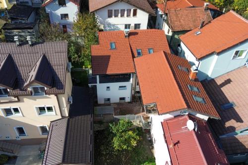 an overhead view of houses with red roofs at APARTMENTS NENSI in Sarajevo