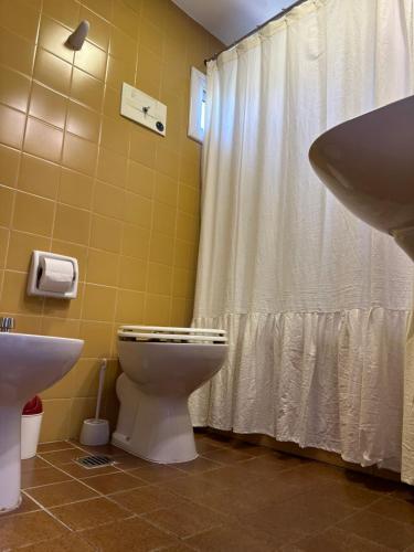 a bathroom with a toilet and a sink at Depto. Quelo in San Carlos de Bariloche