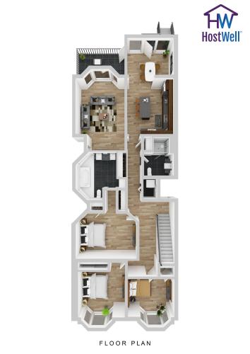Půdorys ubytování 4br2ba Remodeled Home In The Heart Of The Castro!