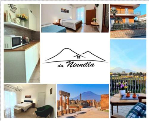 a collage of photos of a hotel with mountains at Da Ninnilla Holiday Home Scafati in Scafati