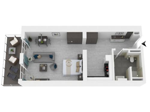 a rendering of a floor plan of a room at MEERGLÜCK - Unvergesslicher Urlaub in der ruhig gelegenen Ferienwohnung mit Blick auf die Ostsee in Wustrow