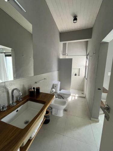 un baño con lavabo e inodoro en Elegante y confortable Departamento Mitre, en Esquina