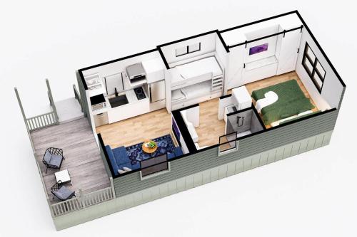 Dapur atau dapur kecil di Creekside Modern Tiny Home - Firepit - Racoon Cabin