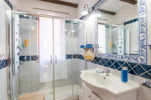 a bathroom with a shower and a sink at Terrazza dei fiori in Cesano