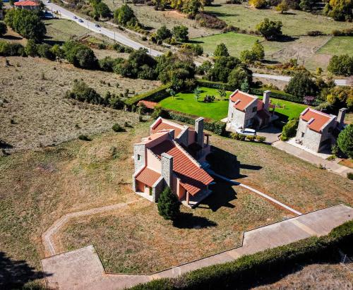 an aerial view of a house on a hill at Kalavryta Estate Villa in Kalavrita