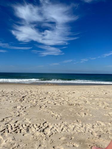 a sandy beach with the ocean in the background at Kings Row Apartments in Caloundra