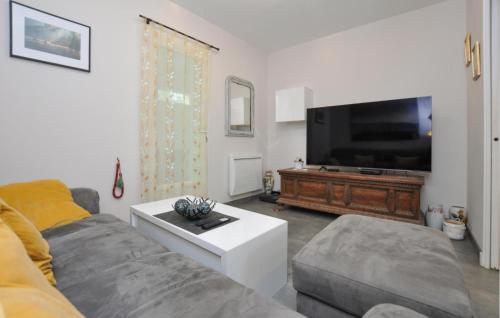 un salon avec un canapé et une télévision à écran plat dans l'établissement Stunning Apartment In Saint-Jeannet, à Saint-Jeannet
