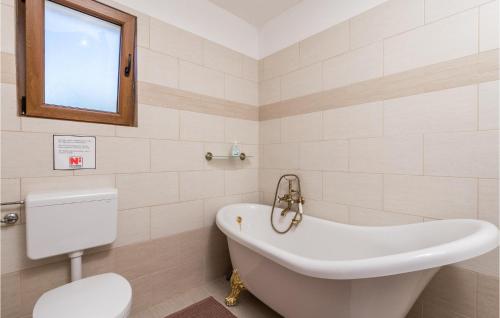 a bathroom with a tub and a toilet and a sink at Gorgeous Home In Zgaljici With Sauna in Žgaljić