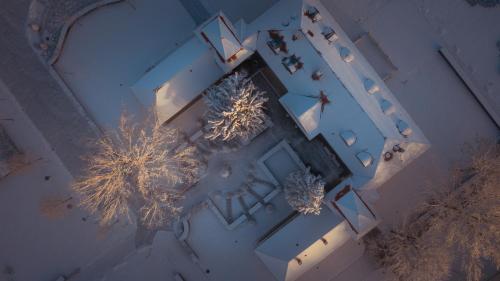 an overhead view of trees in a park with lights at Hercegasszony Birtok in Mezőtúr