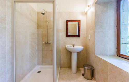 a bathroom with a shower and a sink at Gorgeous Home In Caylus in Caylus