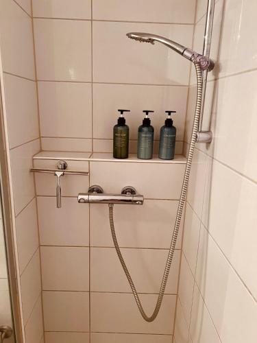Bilik mandi di Penthouse studio apartment with terrace near Audi