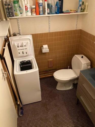 une petite salle de bain avec toilettes et lavabo dans l'établissement SLA 203-Familial, 2 pièces pour 4pers, à Tignes