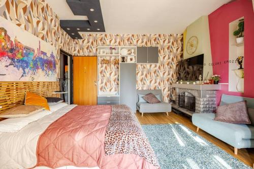Flytosuite,it 25 POSTI LETTO per viaggiatori Aeroporto Concerti Stadioにあるベッド