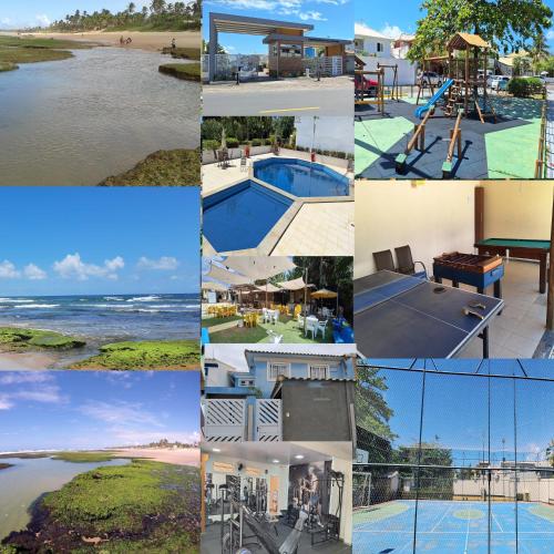 a collage of photos of houses and the beach at Fantástica Casa 03 Quartos nas belíssimas Praias do Flamengo in Salvador