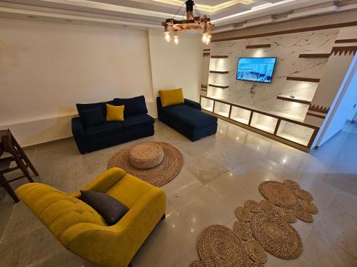 Ruang duduk di Welcome sea view - families only
