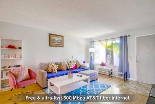 a living room with a couch and a table at Entire Private 3-BR House, Ranch Style w Gated Yard near Beach, Available Now in Imperial Beach