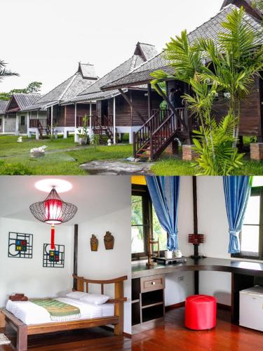 a house with a desk and a bed in front of it at The forest hill cafe&homestays Chiangmai in Ban Muang Len