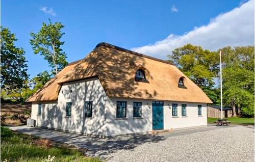 a white building with a thatched roof at Awesome Home In Otterup With Wifi in Otterup