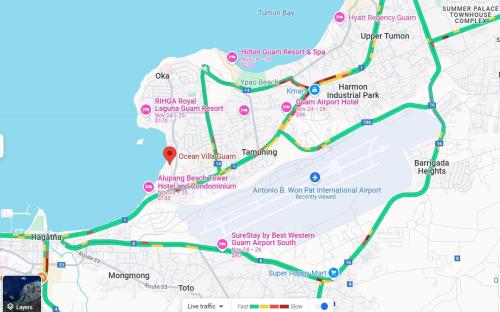a map of the city of melbourne with colored roads at Ocean Villa Guam in Tamuning