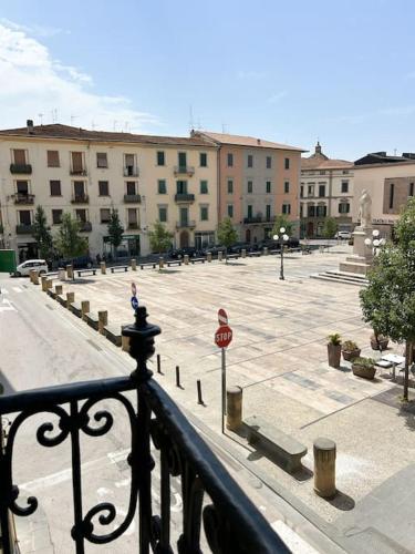 a view of a large parking lot with buildings at Civico 21 living - Tuscan loft in Fucecchio