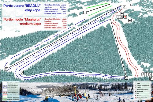 a map of a ski slope with people on it at Casa Delia Toplita in Topliţa