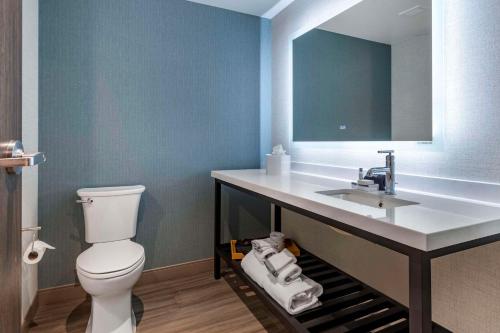 a bathroom with a sink and a toilet and a mirror at Cambria Hotel Bloomington Mall of America Minneapolis Airport in Bloomington