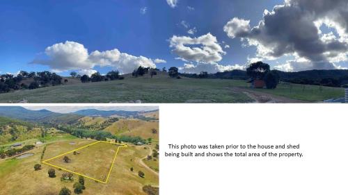 two pictures of a field with a sky and clouds at BrinCole in Bonnie Doon