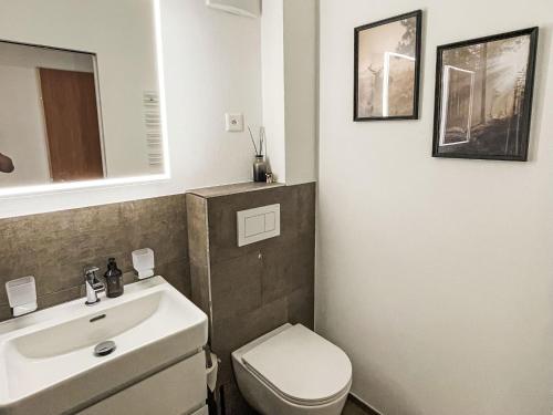 a bathroom with a white toilet and a sink at Apartment Parkareal - Utoring-12 by Interhome in Bolgen