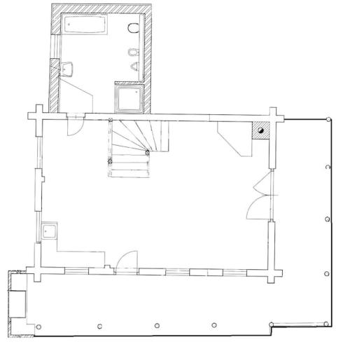 a drawing of a house with a floor plan at Wooden house in Vysočina in Jihlava