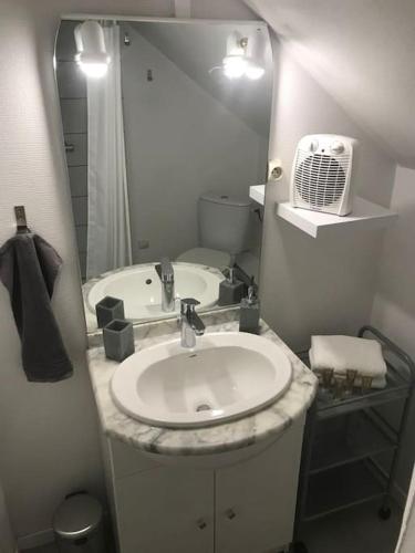 une salle de bain avec un lavabo et un miroir dans l'établissement MHH Appart, à Dunkerque