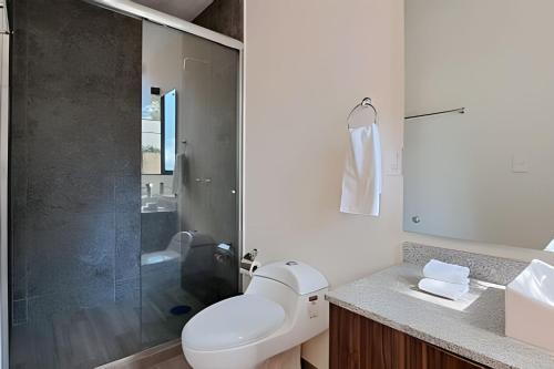 Bilik mandi di Casa con jacuzzi
