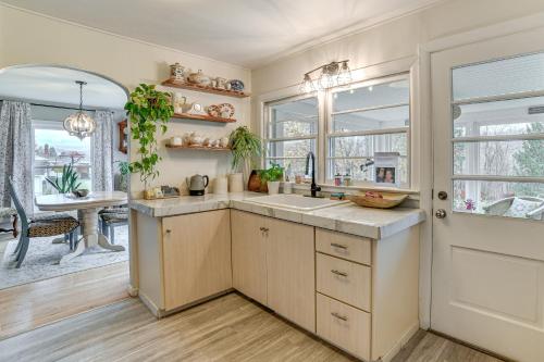 a kitchen with a sink and a window at 1 Mi to Historic District Mtn-View Franklin Home in Otego