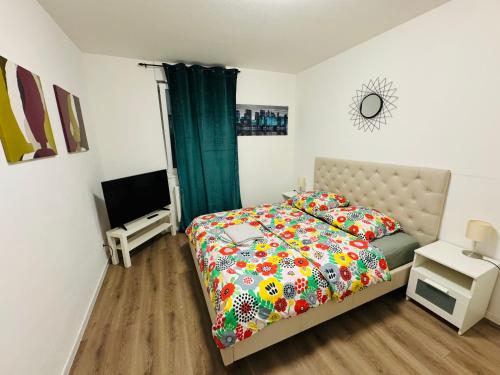 Katil atau katil-katil dalam bilik di Gemütliches Zimmer in Rheinnähe