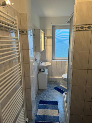 a small bathroom with a sink and a toilet at Green Forest in Bad Harzburg