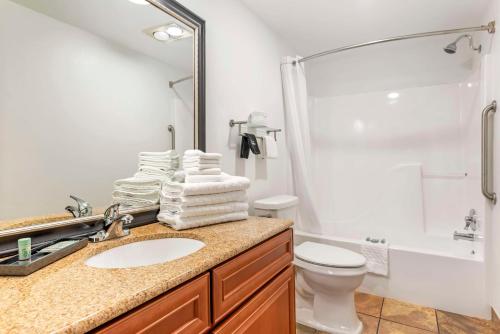 a bathroom with a sink and a toilet and a shower at Best Western Canon City in Canon City