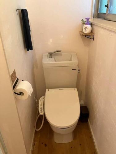 a small bathroom with a toilet and a sink at ほしなや in Nagano