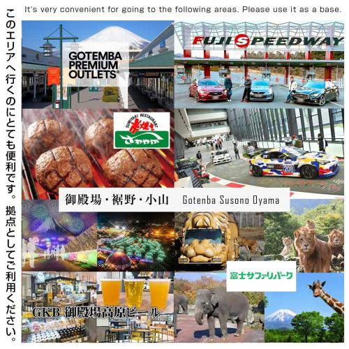 a collage of pictures of different places and cars at Masuyama in Gotemba