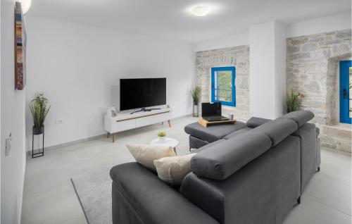 a living room with two couches and a flat screen tv at 2 Bedroom Cozy Home In Visnjan in Rapavel