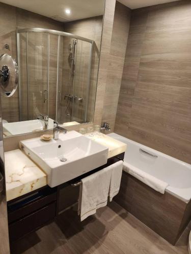 Koupelna v ubytování K Hotel Taipei Songjiang