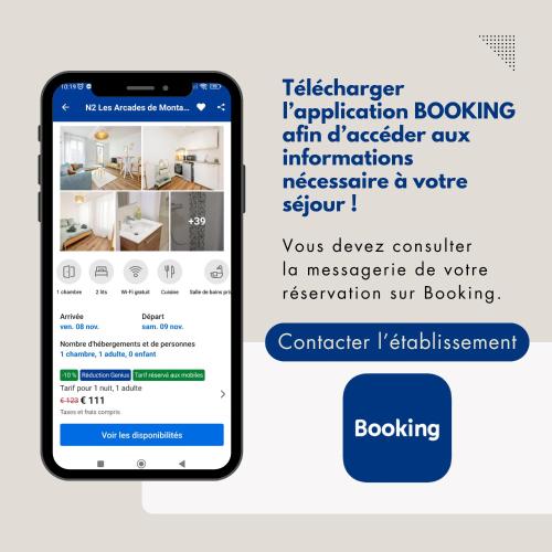 une capture d'écran d'un téléphone portable à côté d'une cellule dans l'établissement N2 Les Arcades de Montaudry - Terrasse - Parking, à Albi