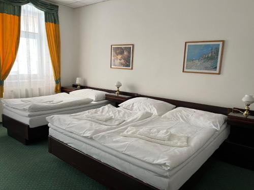Postel nebo postele na pokoji v ubytování Hotel Omega Brno