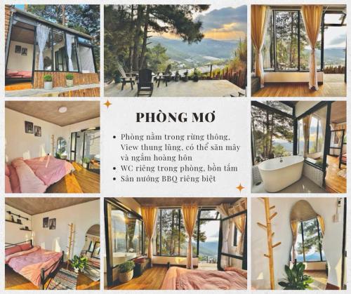 a collage of pictures of a home with a picture of a room at Nhà Chạng Vạng in Ấp Ða Lợi