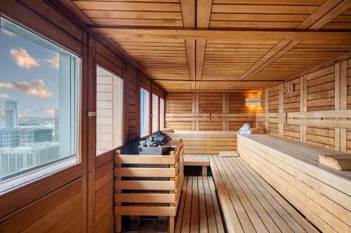a sauna with a view of the city at Thon Hotel Brussels City Centre in Brussels