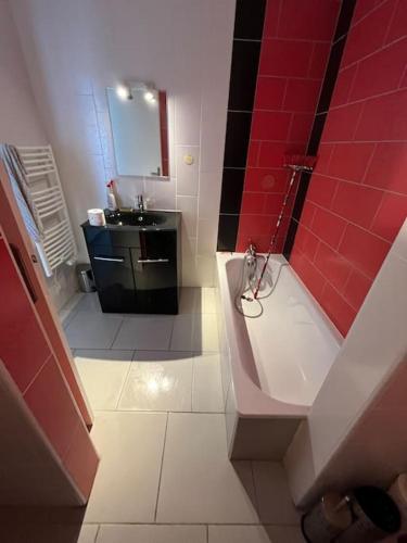 Bilik mandi di Appartement spacieux 6 personnes Banyuls sur mer