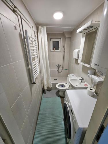 ein Badezimmer mit Waschbecken und Waschmaschine in der Unterkunft Atina in Žarkovo