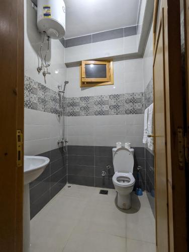 a bathroom with a toilet and a sink at Pharaohs Apartments in Luxor