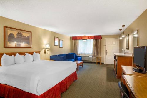 a hotel room with a bed and a flat screen tv at Best Western Shadow Inn in Woodland
